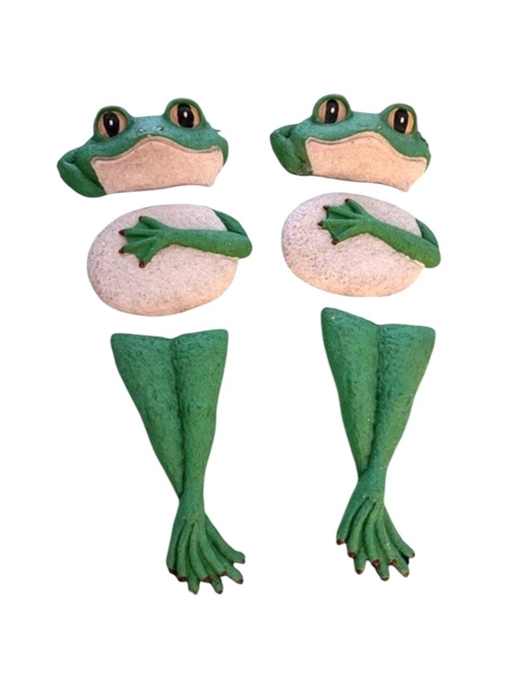SET VINTAGE Garden Frogs Plaster? 2 Funny Relaxing Frogs-3 Pieces Each 3515-66